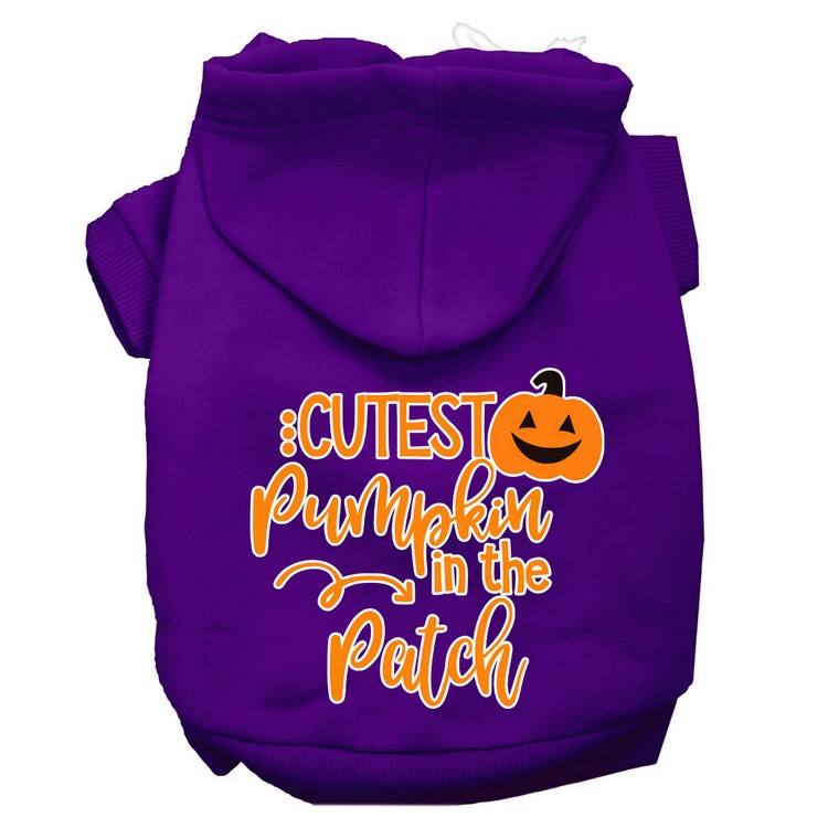 Cutest Pumpkin in the Patch Screen Print Dog Hoodie Purple M